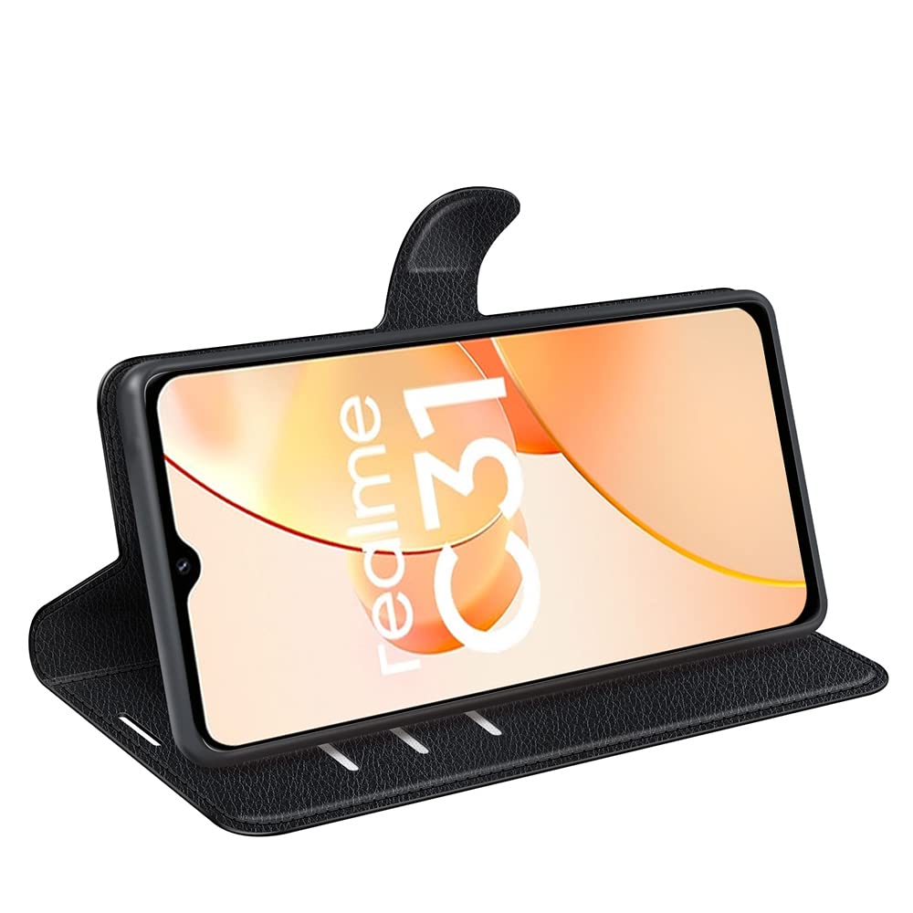 Compatibile con Realme C31 4G Custodia,Portacarte in pelle PU,Compatibile con Realme C31 4G Chiusura magnetica Flip Stand Wallet Cover Brown