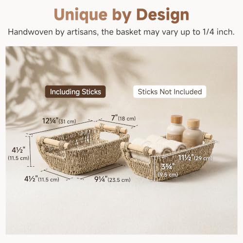 StorageWorks-Small-Baskets-for-Shelf-Seagrass-Woven-Basket-for-Gifts-Wicker-Storage-Baskets-for-Shelves-Baskets-with-Wooden-Handles-2-Pack-Gifts-Basket-for-Home-Decor-Hand-Woven-Basket