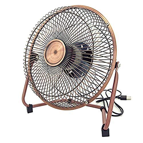Mini-USB-8-Zoll-Lüfter Kleiner Tischlüfter mit EIN- / Ausschalter, ideal für Desktop-Tisch- und Reisegeräte, Retro-gestaltete Kupferfarbe