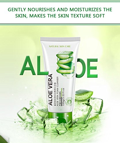 Bioaqua 92% Aloe Vera Foam Cleanser - Refresh & Moisture Aloe Vera 92% Cleanser. Shrink Pores & Oil Control Deep Cleaning Face Cleanser.(100G) #TOP4