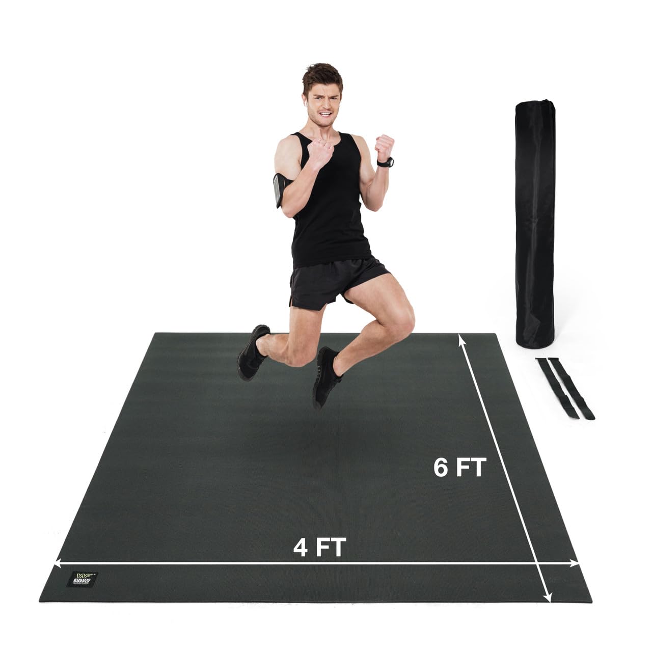 WF Athletic Supply Wysokiej jakości duże maty podłogowe do ćwiczeń, maty treningowe 7 mm do domowej siłowni grube, wytrzymała mata podłogowa do siłowni, cardio, podnoszenia ciężarów, sprzęt do ćwiczeń