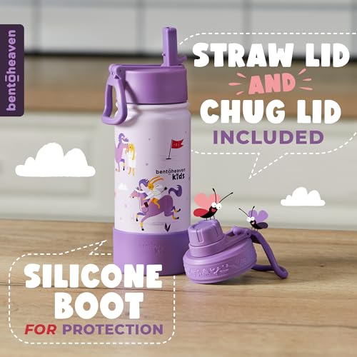 Botella de Agua Infantil Bentoheaven de Acero Inoxidable para Niños, Color Mauve miniatura 2