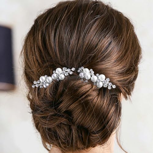 asooll gold wedding pearl hair comb bride crystal hairpiece bridal rhinestone hair clip hair accessories for women set of 2 a-gold