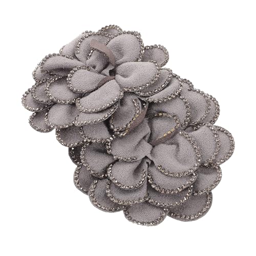 HEALEEP Clips para Tacones Desmontables Flores de Tela y Gemas de Imitación, 2 Piezas en Rosa Grisáceo, Accesorios para Zapatos de Boda Invierno, Broches Decorativos para Mujer Fiesta