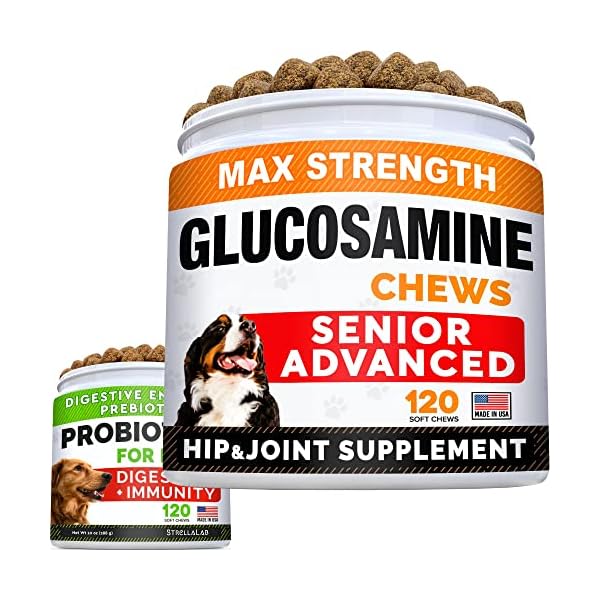 Senior Advanced Glucosamine Joint Supplement + Probiotics for Picky Eaters Bundle - Hip & Joint Pain Relief + Allergy…