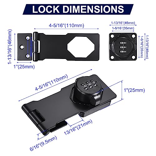 PATIKIL Cabinet Password Lock, Rotary Hasp Locks Door Security Latch, Slide Latch for Small Barn Door Bathroom (Black) - Image 2