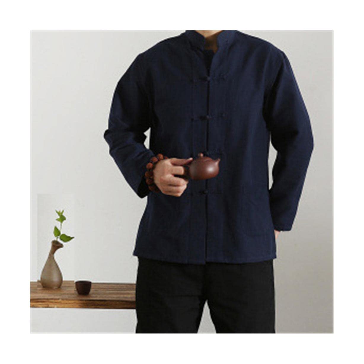 Sztuki walki Kung Fu Zen medytacja jednolite, miękka tradycyjna odzież dla mężczyzn bluzka w stylu Retro bluzka Kung Fu garnitur w stylu chińskim kurtka Tai Chi jednolite Hanfu Qipao (Color : Blu, S
