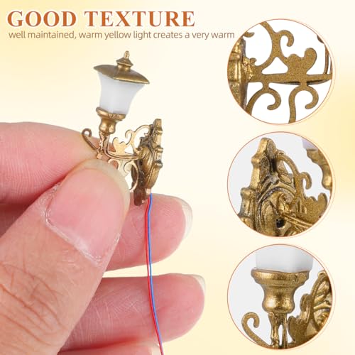 Image of DOITOOL 4Pcs Dollhouse Wall Light Mini Vintage Dollhouse Wall Sconce Lights Decorative Miniature Lamps for DIY Micro Landscape Sand Table Ornaments - Golden