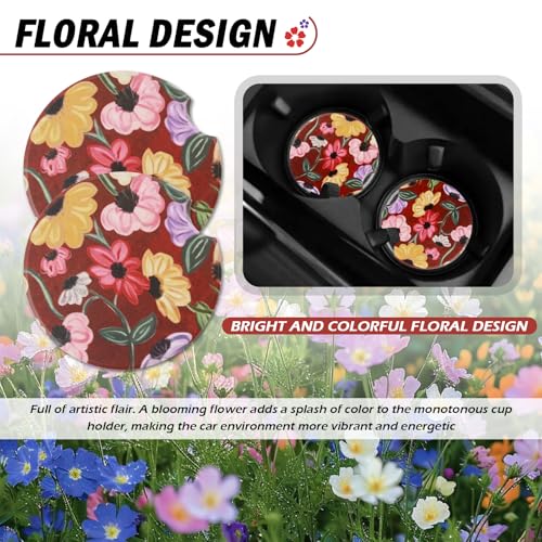 50% Off Absorbent Car Cup Holder Coasters with Floral Pattern - Image 6