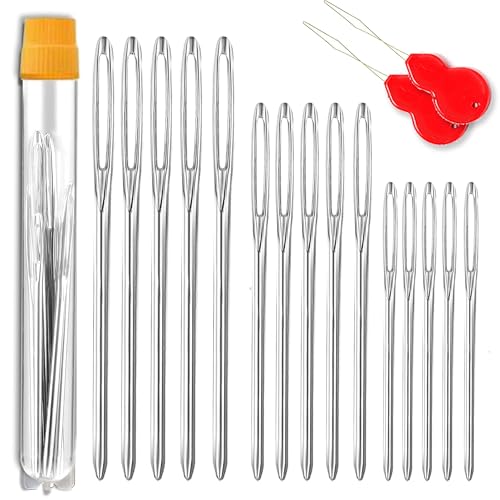 Image of Large-Eye Blunt Needles, Sewing Needles, Stainless Steel Embroidery Thread Needle, Handmade Yarn Knitting Needles Leather Needle, Suitable for Crochet Project. (15 PCS)