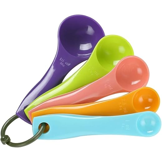 Mclear Multicolor Measuring Spoons with Ring Holder - Multi Function Kitchen Baking Tool Accessory for Baking, Cooking, Cake