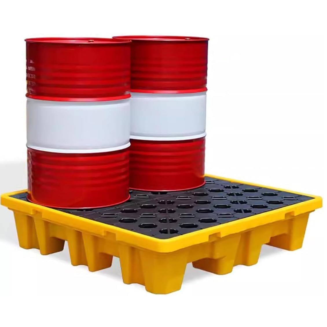 QUSYZD Modular Polyethylene Spill Platform, 1/2 Drum Spill Containment Pallet with Drain Outlet, Forklift Pockets, Stackable, 2,000 Lbs Load Capacity, 66x66x15cm,72x72x16cm