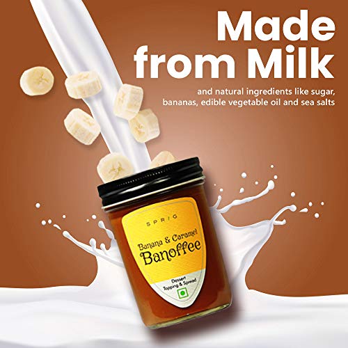 Image of Sprig Banana and Caramel Banoffee | Milk-based Sweet Spread| No Hydrogenated Vegetable fats | Breakfast Spread | Dessert Topping | No Artificial Flavours | 290g (Pack of 2)