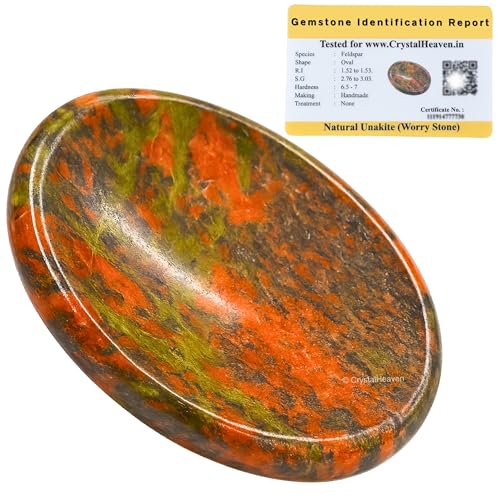 Image of Unakite Crystal Thumb Worry Pebbles Stones for Anxiety Stress Relief Massage - AAA Grade Original Healing Gemstone Agate Rubbing Stone for Yoga Meditation Spiritual Reiki Feng Shui