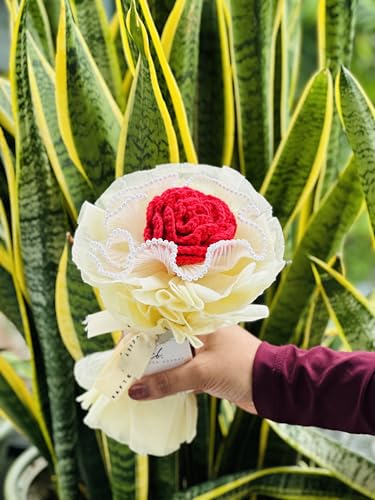 1pcs Artificial Crochet Flower Bouquet/Artificial Flowers Bunch/C...