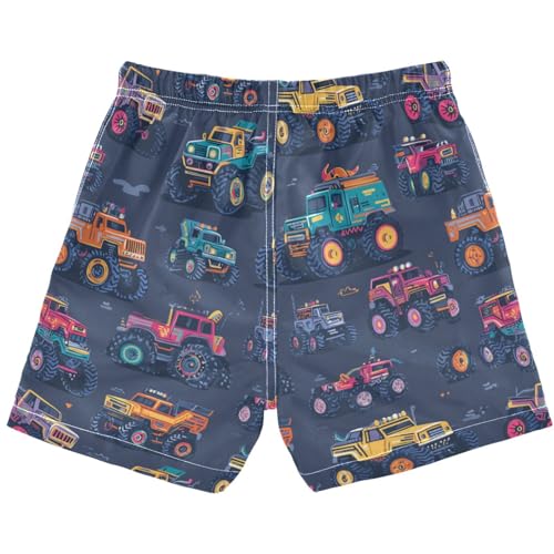 Huge Monster Trucks Boys Swim Trunks Big Tires Toys Racing Cars Toddler Beach Board Shorts Baby Summer Bathing Suit 2T Multicolor2
