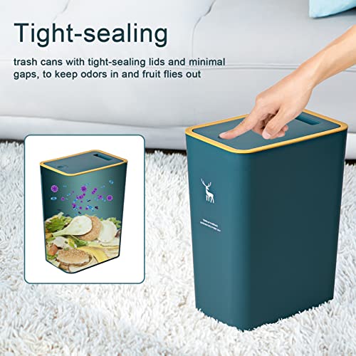 Xpiy XP-CAN-GREENGREEN Trash Can With Lid, 2 Pack 4 Gallons/15 Liters Garbage Can With Press Top, Small Trash Can Dog Proof thumb #1