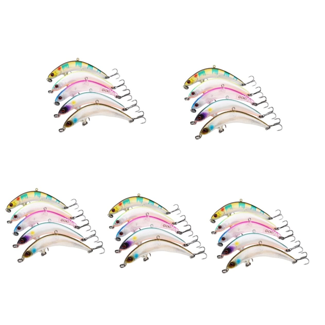 INOOMP 25 Pz Amo da Esca Esche da Pesca Persico Vivide Esche Finte Ami per Pesci d'Acqua Salata Ami da Pesca Artificiali Pesca Realistica Esche per Basso All'aperto 7c Allacciare Metallo