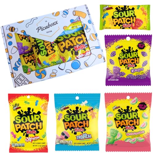 Picaboxx | Sour Patch Kids | American Candy Gift Box | Sweet & Chewy Candy | Vegetarian | Vegan Sweets | Halal Sweets | American Sweets | Pack of 1 | Weight 600g