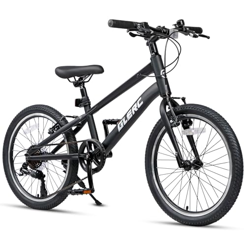 Glerc 20 Inch Kids Bike, 7-Speed Kids Bicycle for Boys & Girls Ages 6-12, Mesa Children Bike with Dual Brakes and Kickstand, Black