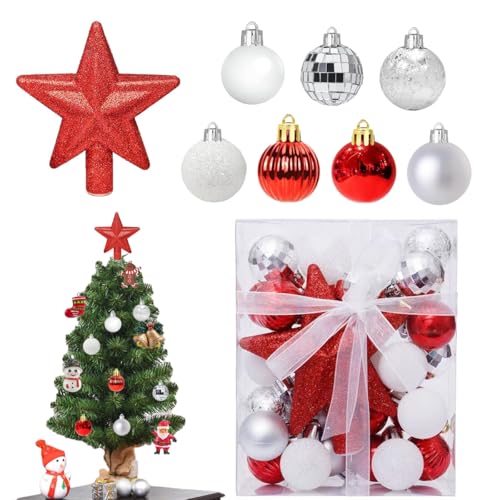 30 Stück Mini Weihnachtskugeln mit Aufhänger 3cm Klein...