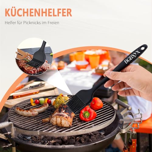 BGBXYX 2 Stück Backpinsel Silikon, BPA-frei Küchenpinsel für Auftragen von Ölen, Saucen und Marinaden, für Backen, Grillen, Gebäck und Kochen, 2 Größen (Groß und Klein)