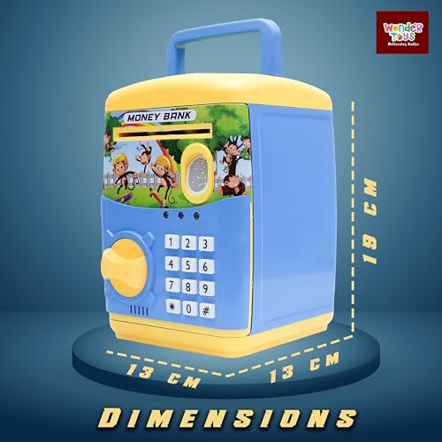 Image of Wonder Money Bank ATM for Kids & Adults | Fingerprint Sensor Electronic Lock & Unlock | Piggy Bank with Sound & Music | Great Gift for Kids (Blue & Yellow)