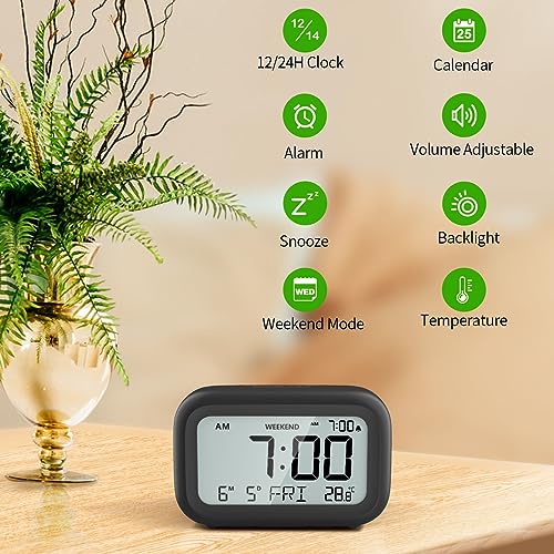 Doomay DM5293B Digital Alarm Clock Bedside - Battery Powered Clock With Lcd Display Volume Adjustable Snooze And Weekend Mode thumb #1