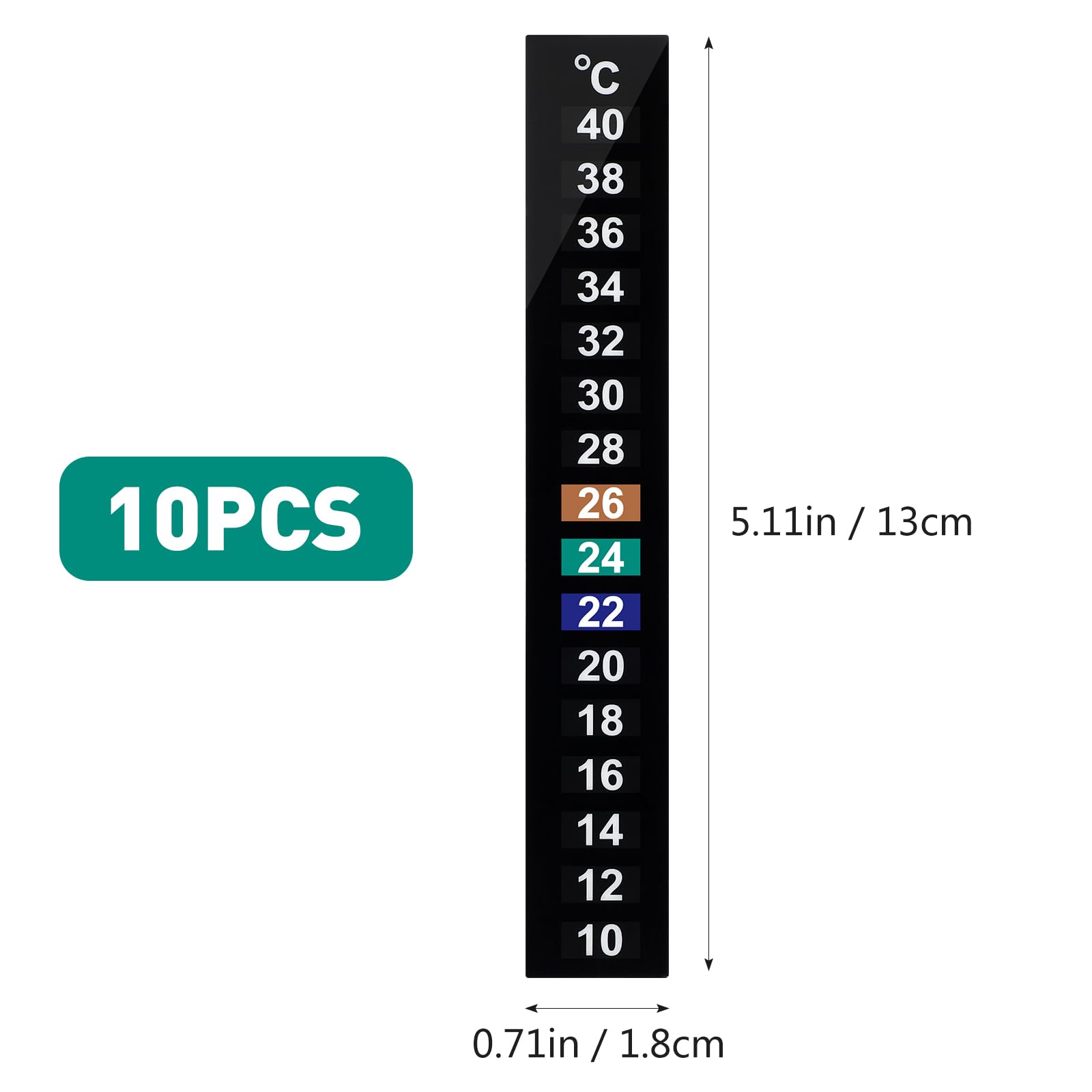 10pièces Thermomètre Adhésif Numérique Pour Aquarium Bande Thermomètre À Couleurs Changeantes Indicateur De Température Pour Vin Bière Et Kombucha