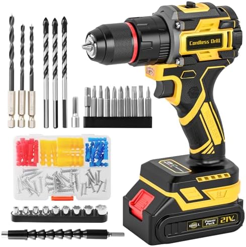 21V Brushless Cordless Drill Set, PowerDrill with 2.0Ah Battery a...