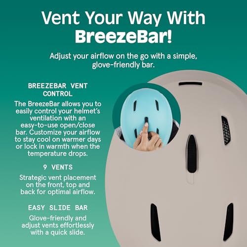 Image of Retrospec Zephyr Ski Helmet - Snowboard Helmet for Adults & Youth with Adjustable Fit, 9 Breathable Vents, Removable Washable Earmuffs - Snow Sports Helmet for Men & Women
