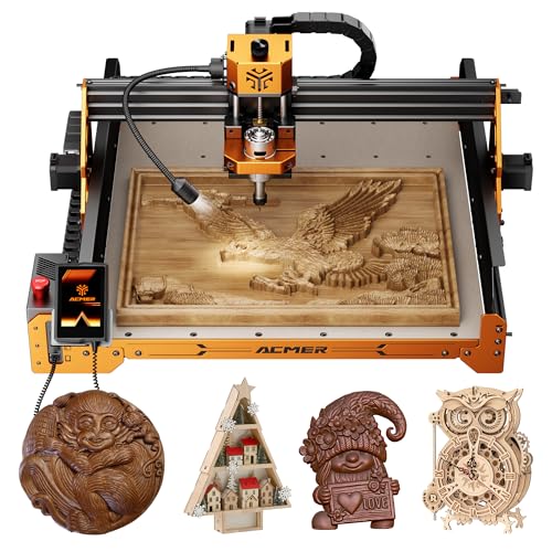 CNC Router Machine,ACMER Ascarva 4S CNC Milling Machine,70W 24V Spindle Power,15.7” x 15.7” x 3.7”,120W Whole Machine Power for Wood Plastic Acrylic MDF Carving Cutting