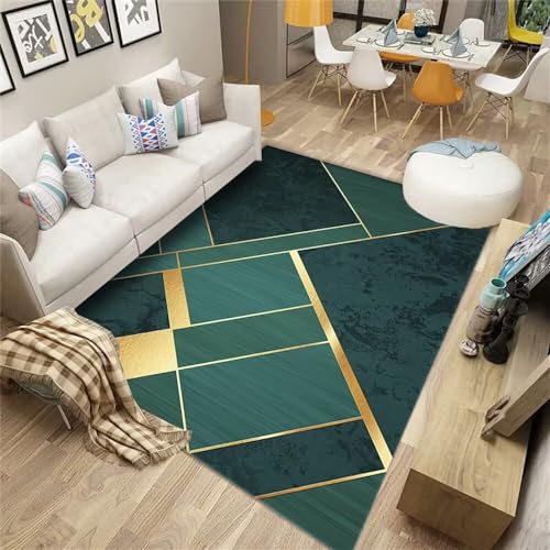 Tapis extérieur terrasse géométrique vert jaune tapis salon pas cher - 2