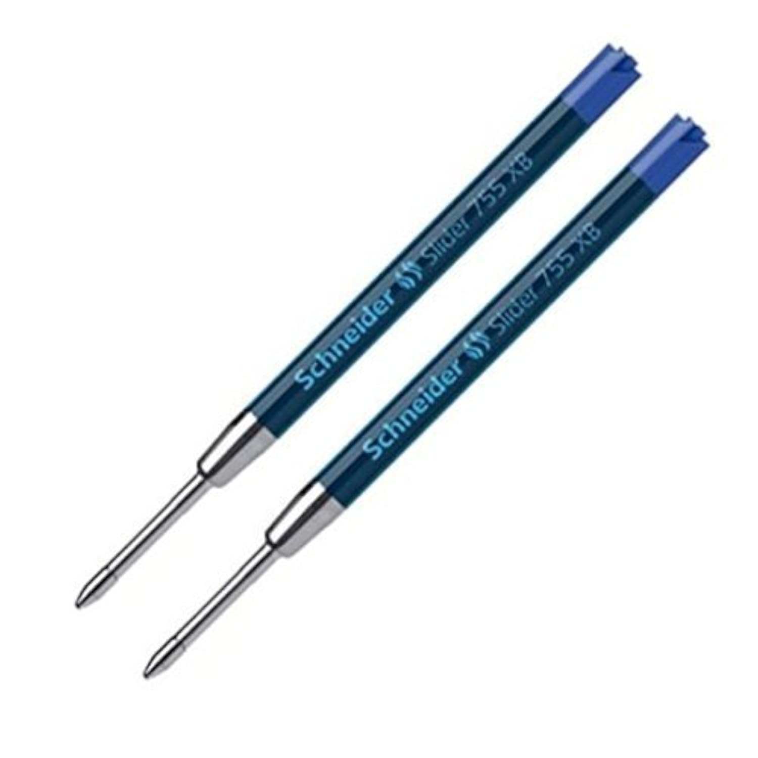 Schneider Slider 755 Blue Extra Broad Ballpoint Ink Refills with ViscoGlide Ink system - 2/pk