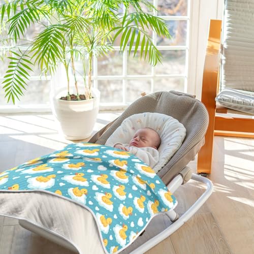 Image of Toddler Blanket for Baby Boy or Girl Soft Multi Use Wrap Swaddle for Infant Toddler 30X40in Cute Yellow Ducks Floating on Clouds