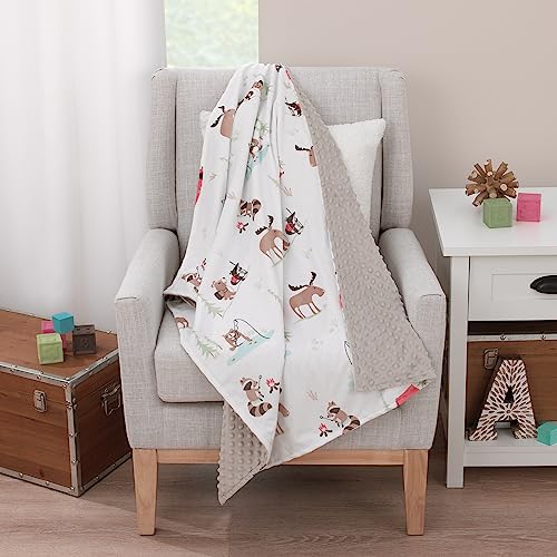 Image of Little Love by NoJo Camping White, Gray, and Orange Moose, Tents, and Fishing Super Soft Baby Blanket