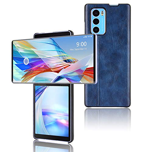FanTing Estuche para LG Wing 5G Funda, PC + Carcasa Protectora Envuelta en Cuero, Anti-caída, Adecuada para Funda Protectora de teléfono móvil LG Wing 5G.Azul Oscuro