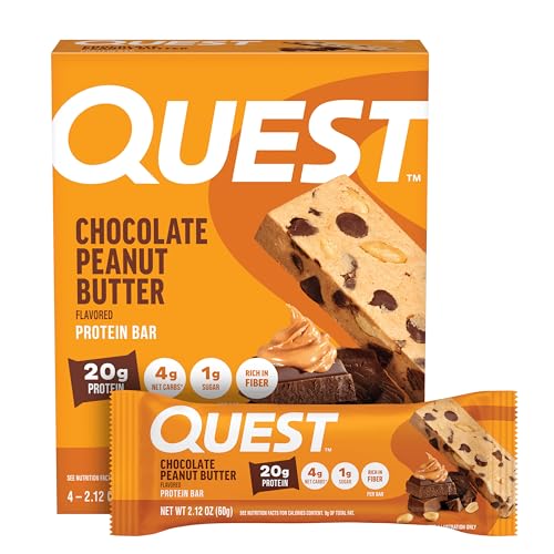 Quest Nutrition Chocolate Peanut Butter Protein Bars 20g Protein 1g Sugar 5g Net Carb Gluten Free Keto Friendly 4 Count