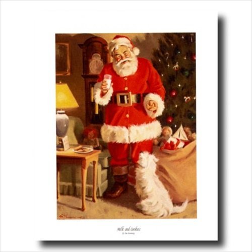 ヴィンテージARTサイン入りサンタ2体 Amazon.com: Old St Nick Santa Clause Milk & Cookies Tom Browning