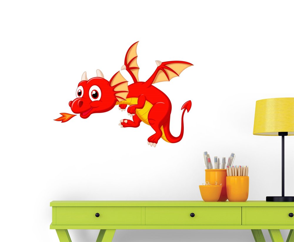 3D Dragon Wall Decal Sticker – Cartoon Baby Dragon Design, Pack Of 2, Easy Peel & Stick - View #3