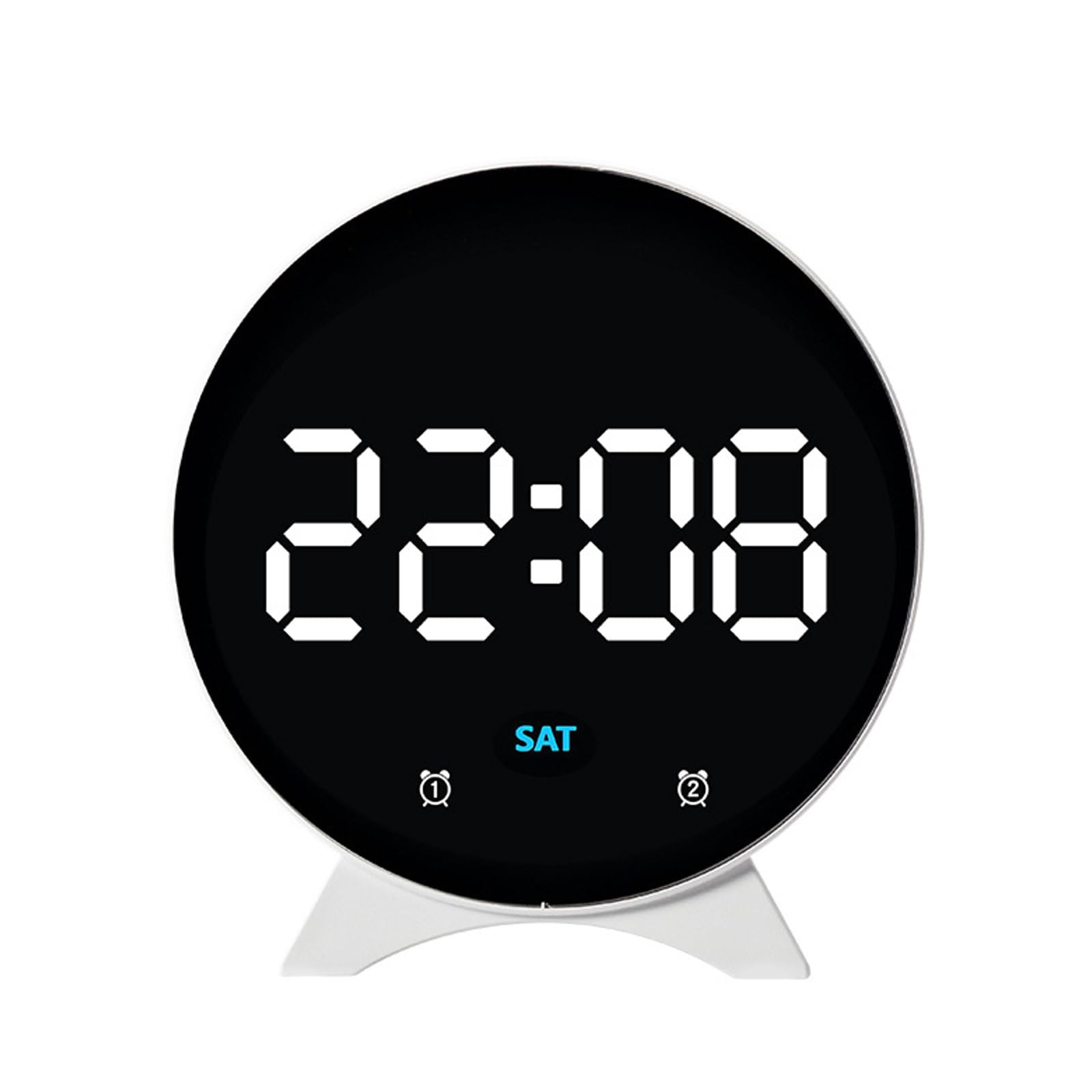 Tfaoys White Shell And Whit Multifunction Alarm Clock With Large Led Display Environmental Monitored Feature House Decors Customizable Alarm Toning Clock