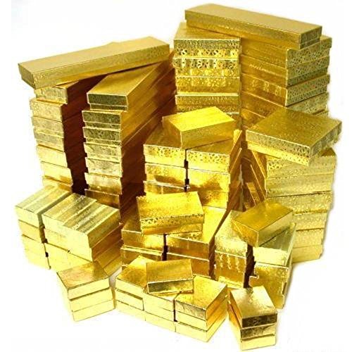 100 Gold Assorted Cotton Filled Jewelry Boxes