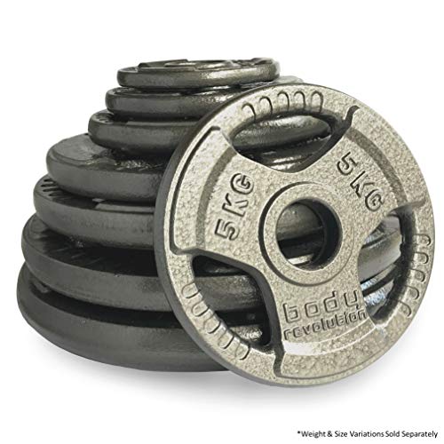Body Revolution Olympic Weight Plates - Tri Grip Cast Iron Weights with 2 inch Holes u0096 Range of Weights & Sizes Sold Separately (20kg x 2)