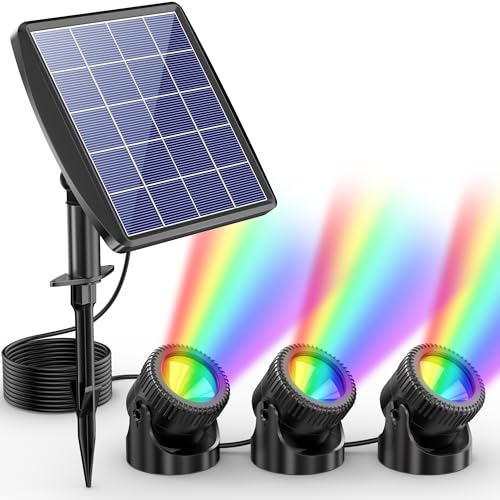 POPOSOAP Solar Pond Lights, RGB LED Pond Lights...