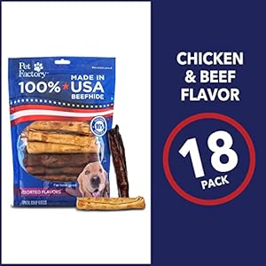   Pet-Factory-100-Made-in-USA-Beefhide-5-Chip-Rolls-Dog-Chew-Treats-Beef-Chicken-Flavor-18-Count1-Pack