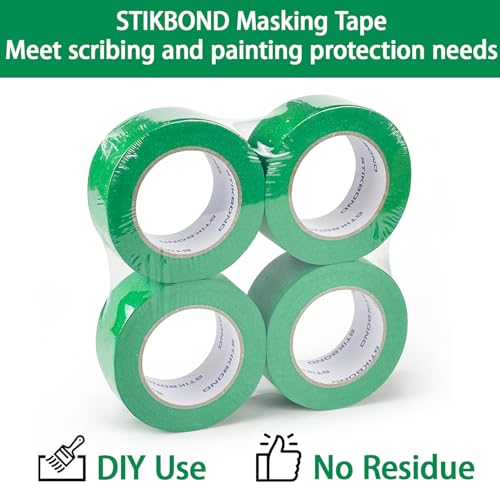 Image of 4-Packs Green Painters Tape 2inch x 55 Yards (220 Total Yards), Medium Adhesive Green Masking Tape for Wall Painting, Furniture Painting, DIY Handmade Decoration