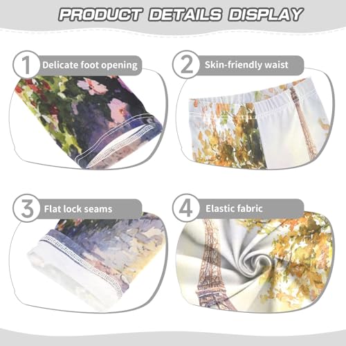 Watercolor Eiffel Tower Landscapes Girls Casual Leggings for Kids Printed Long Pant Bottoms Stretch and Soft3