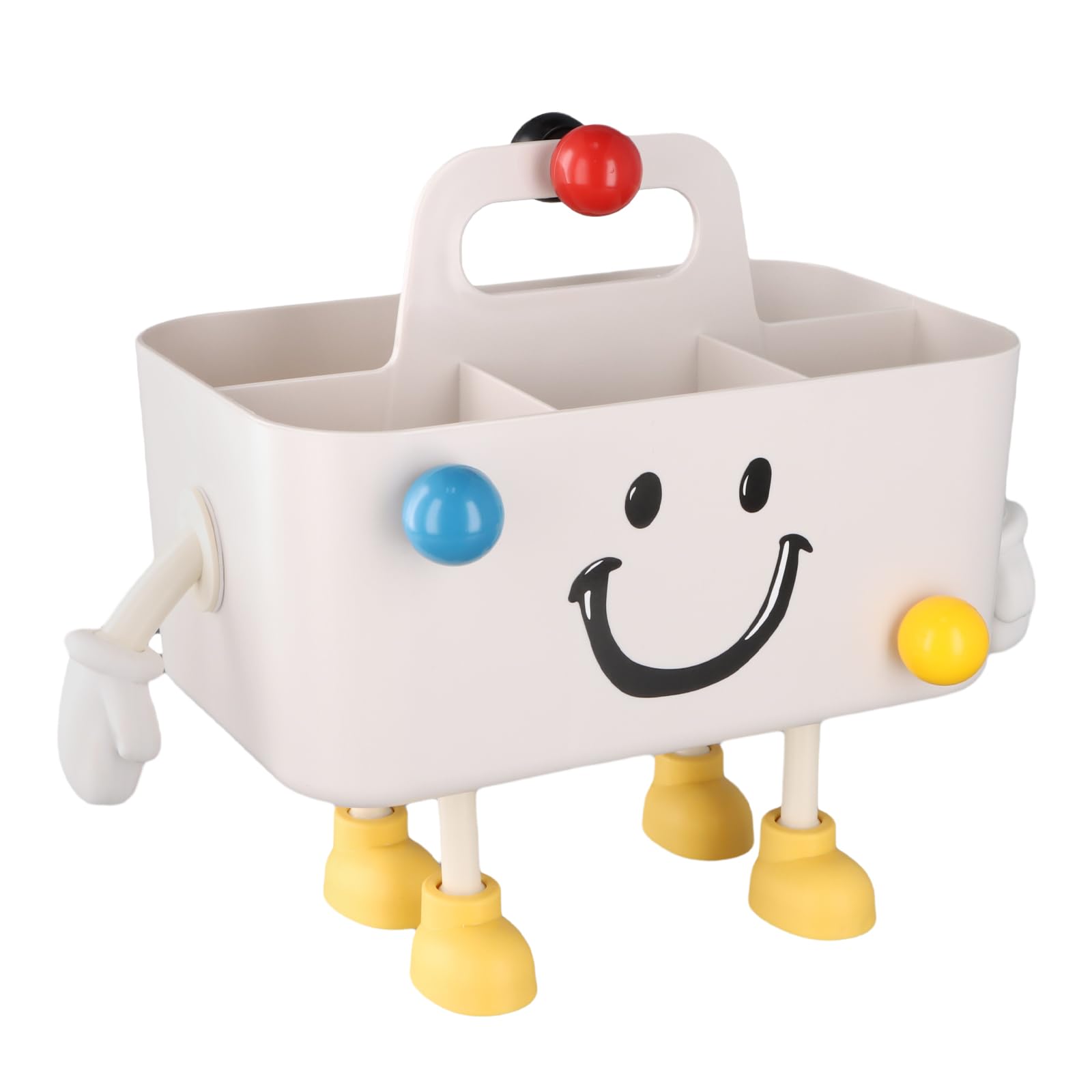 Organizer Scrivania con Maniglia, Portapenne Bambini da Scrivania con Braccia e Gambe 3D Autoadesive, Cestino Portaoggetti da Scrivania in Plastica, Piccolo Cestino di Stoccaggio da Cosmetici