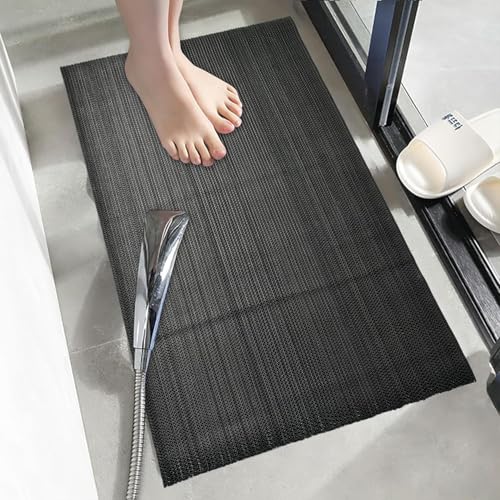 Image of Anti Skid & Multipurpose Rubber Mat /Bathroom Mat /Shower Mat /Carpet /Rugs /Rainmat /Swimming Pool Mat (Black, 2X7)