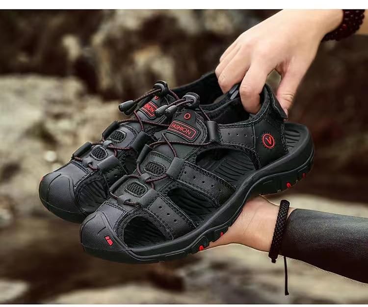 Men's Brown Adjustable Sandals - Casual Summer Beach Footwear with Rubber Sole & Comfortable Footbed (Stylish, Durable, Arch Support)2